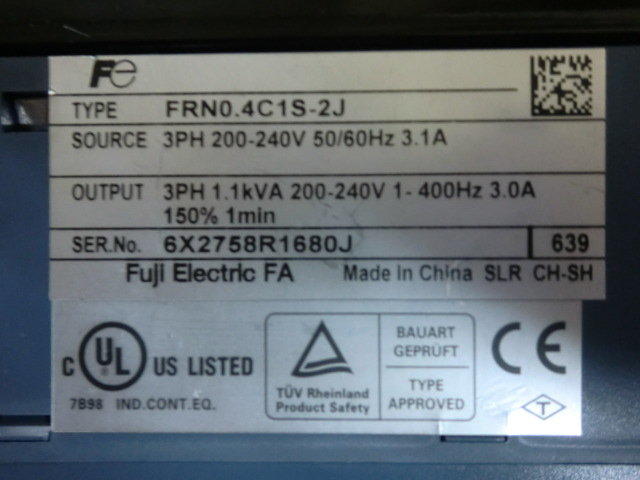 FUJI ELECTRIC MODEL : FRN0.4C1S-2J 400W 0.5HP (二手良品) — 2 / 2