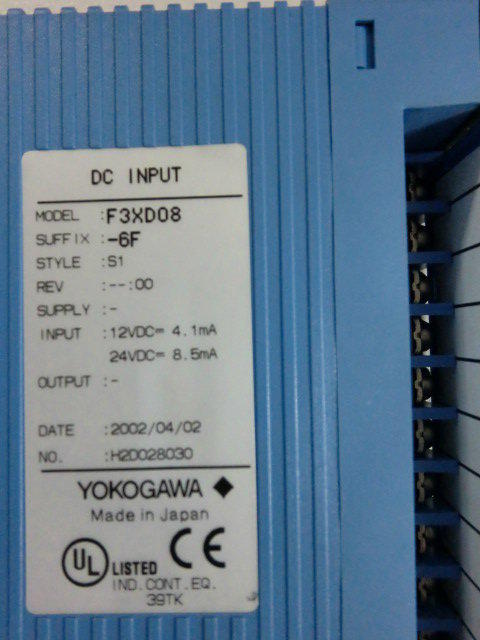 YOKOGAWA 橫河 PLC DC INPUT MODEL : F3XD08-6F (二手良品) — 3 / 3