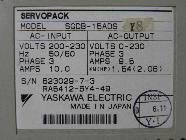 YASKAWA MODEL : SGDB-15ADS Y8 1500W (二手良品) — 2 / 2