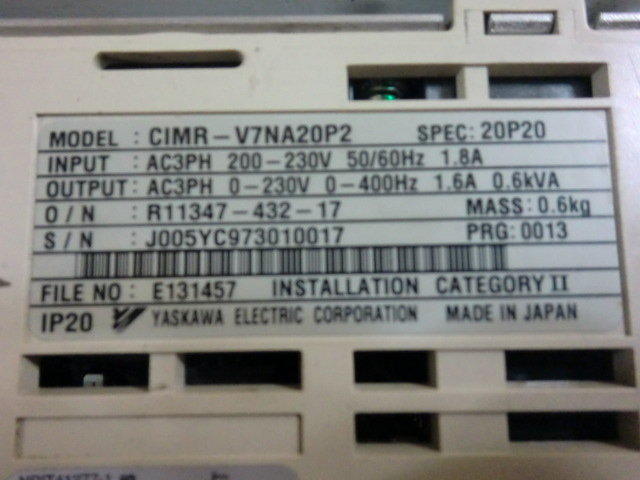 YASKAWA VARISPEED V7 MODEL : CIMR-V7NA20P2 250W — 3 / 3