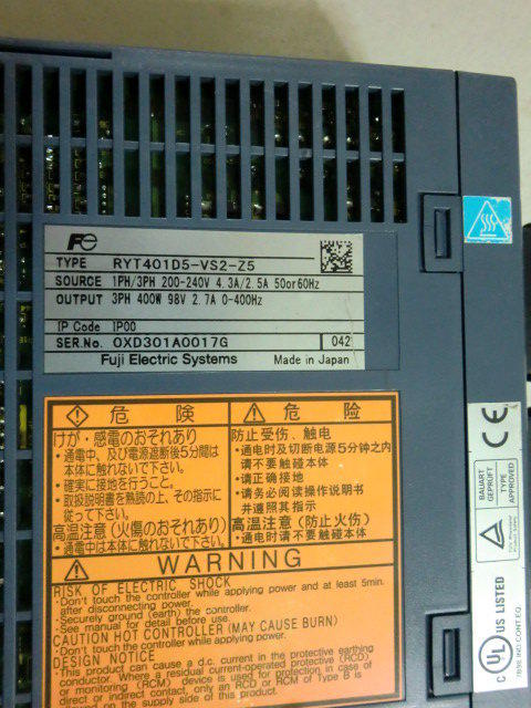 FUJI ELECTRIC MODEL : RYT401D5-VS2-Z5 400W (二手良品) — 3 / 3