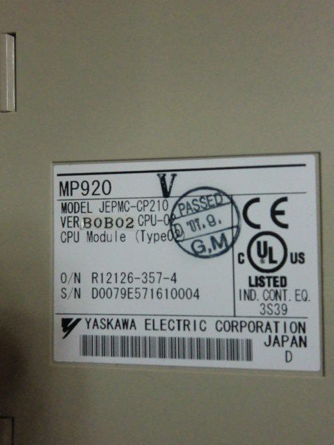 YASKAWA MP920 CPU-02 MODEL : JEPMC-CP210 無盒裝 (NEW) — 3 / 3