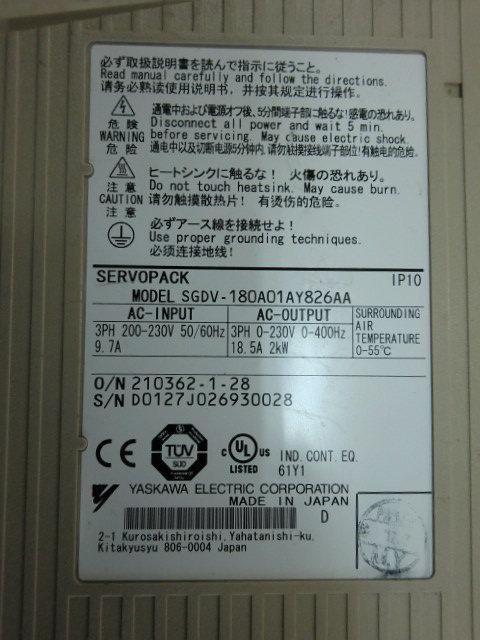 YASKAWA MODEL : SGDV-180A01A Y826AA 2000W (二手良品) — 3 / 3