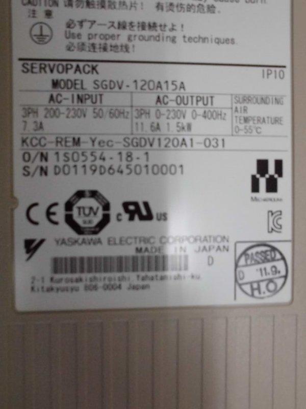 YASKAWA MODEL : SGDV-120A15A 1500W 無盒裝 (NEW) — 3 / 3