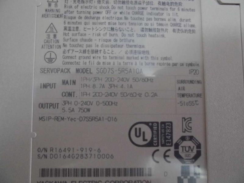 YASKAWA MODEL : SGD7S-5R5A10A 750W 盒裝 (NEW) — 4 / 5