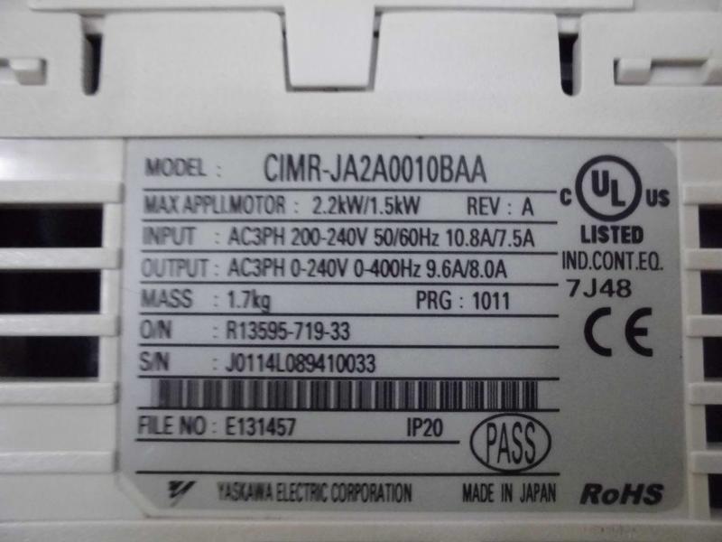 YASKAWA J1000 MODEL : CIMR-JA2A0010BAA 2.2KW (二手良品) — 3 / 3