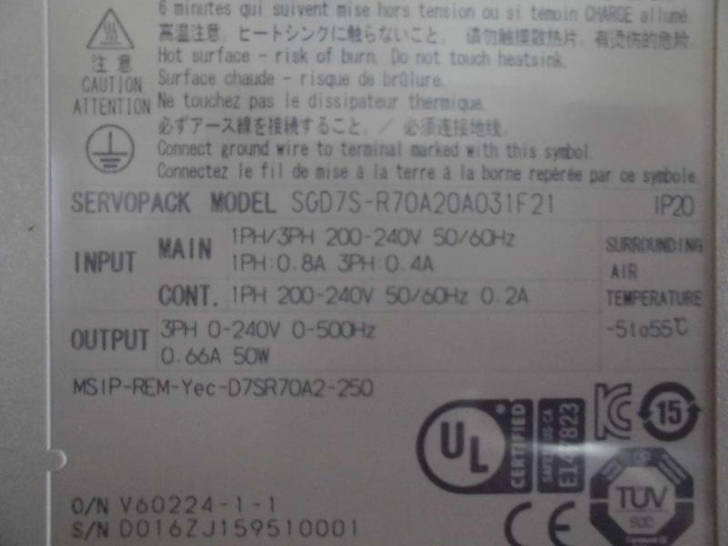 YASKAWA MODEL : SGD7S-R70A20A03121 50W 盒裝 (NEW) — 4 / 5