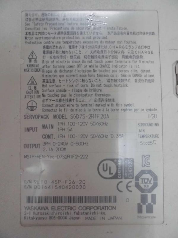 YASKAWA MODEL : SGD7S-2R1F20A 200W (二手良品) — 4 / 5
