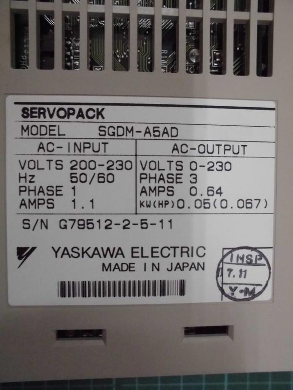 YASKAWA MODEL : SGDM-A5AD VER.01002 50W 盒裝 (NEW) — 4 / 8